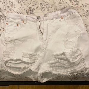 White jean shorts